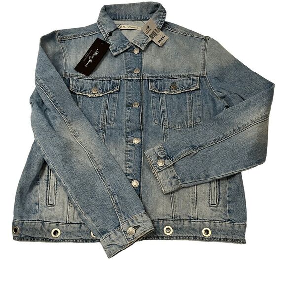 Mavi Jeans Co. Women's Denim Jacket‎ Size S Light Wash Button Front Grommet Hem - Picture 1 of 13